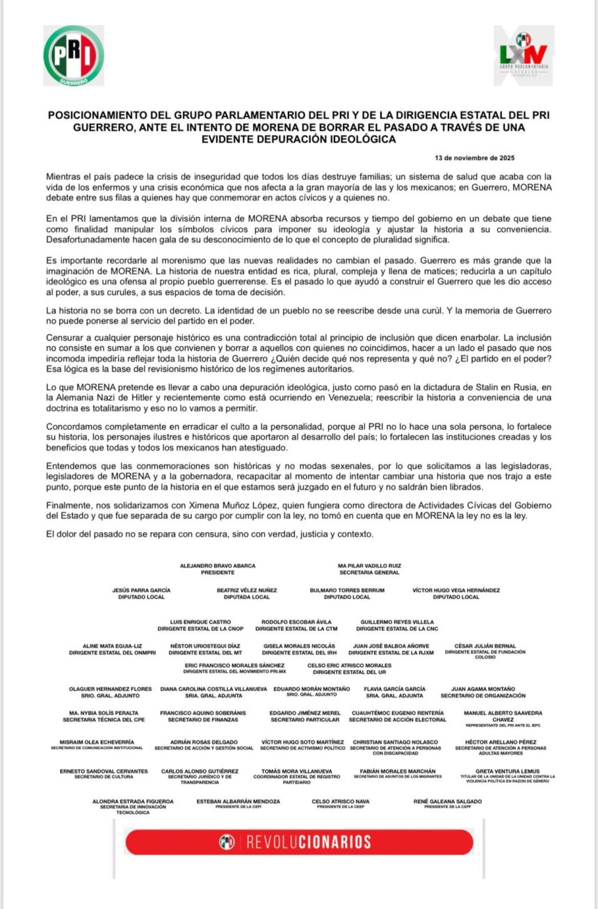 PRI lamenta que Morena pierda tiempo y recursos en debates a conveniencia