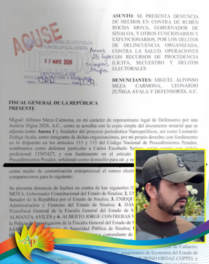 Denuncian ante FGR a Rocha y 55 morenistas más ligados al narco