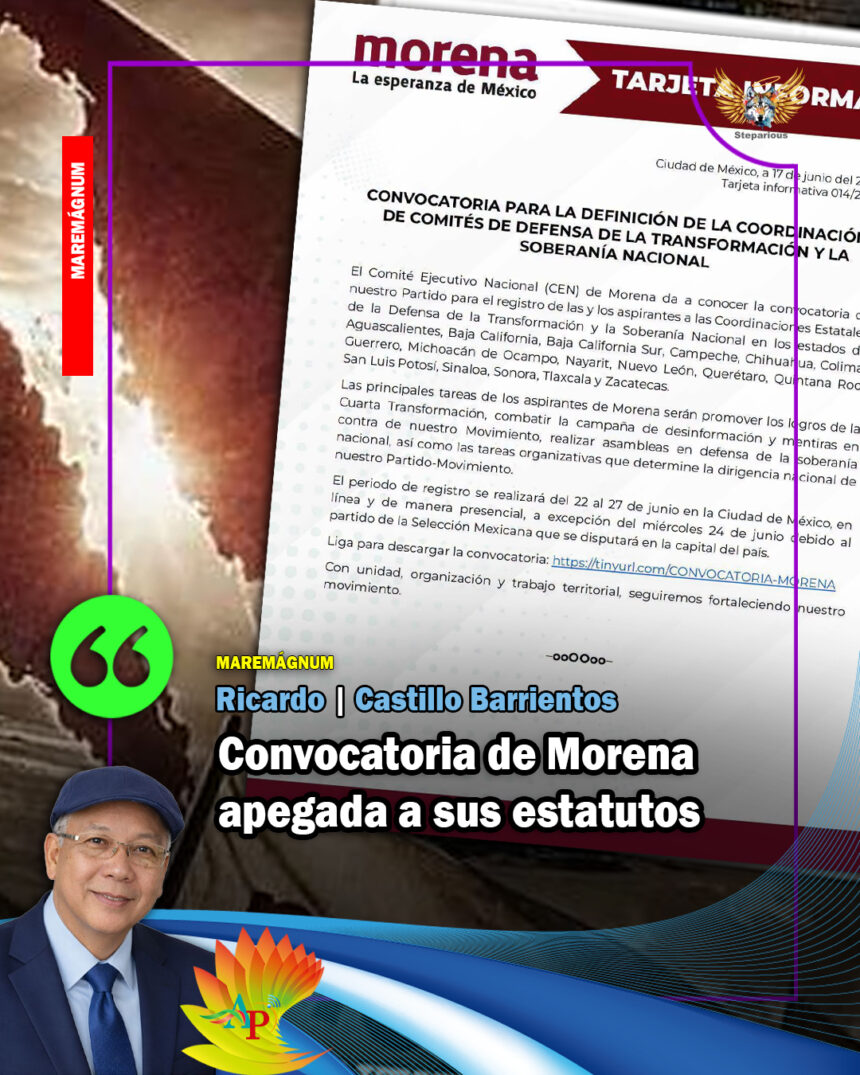 convocatoria morena Convocatoria de Morena apegada a sus estatutos